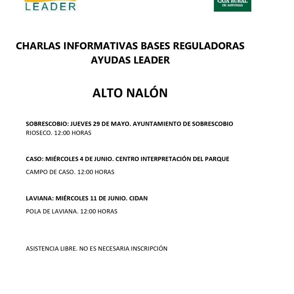 PUBLICACIÓN BASES REGULADORAS LEADER ALTO NALÓN