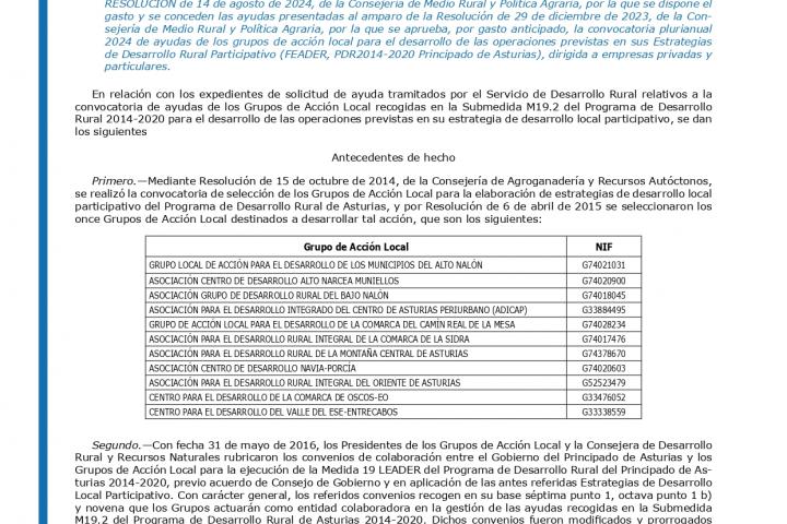 Concesión ayudas Leader Convocatoria 2024